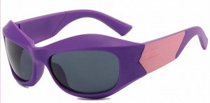 Солнцезащитные очки унисекс в спортивном стиле, розово-фиолетовая пластиковая оправа + чехол