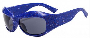 Солнцезащитные очки унисекс в спортивном стиле, синяя в крапинку пластиковая оправа + чехол