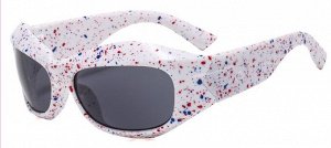 Солнцезащитные очки унисекс в спортивном стиле, белая в крапинку пластиковая оправа + чехол