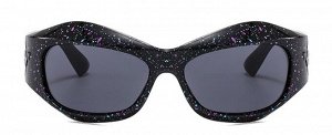Солнцезащитные очки унисекс в спортивном стиле, черная в крапинку пластиковая оправа + чехол