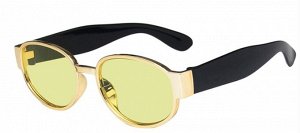 Солнцезащитные очки, овальные, черная оправа с желтыми линзами + чехол