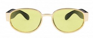 Солнцезащитные очки, овальные, черная оправа с желтыми линзами + чехол