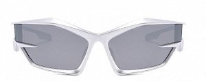 Солнцезащитные очки унисекс необычной формы, серебристая оправа с белыми линзами + чехол