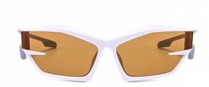 Солнцезащитные очки унисекс необычной формы, серая оправа с коричневыми линзами + чехол