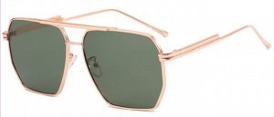 Солнцезащитные очки унисекс с зелеными линзами в металлической оправе + чехол