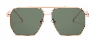 Солнцезащитные очки унисекс с зелеными линзами в металлической оправе + чехол