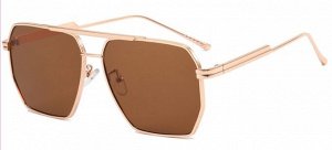 Солнцезащитные очки унисекс с коричневыми линзами в металлической оправе + чехол