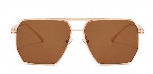 Солнцезащитные очки унисекс с коричневыми линзами в металлической оправе + чехол