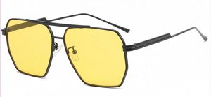 Солнцезащитные очки унисекс с желтыми линзами в металлической оправе + чехол