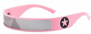Солнцезащитные очки унисекс, узкие, розовая пластиковая оправа + чехол
