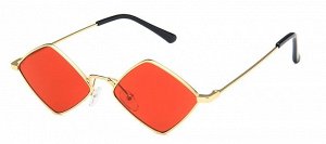 Солнцезащитные очки унисекс в виде ромба, металлическая оправа с красными линзами + чехол