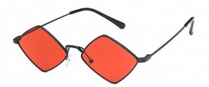Солнцезащитные очки унисекс в виде ромба, черная металлическая оправа с красными линзами + чехол
