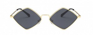 Солнцезащитные очки унисекс в виде ромба, золотистая металлическая оправа + чехол