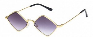 Солнцезащитные очки унисекс в виде ромба, золотистая металлическая оправа с серыми линзами + чехол