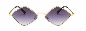 Солнцезащитные очки унисекс в виде ромба, золотистая металлическая оправа с серыми линзами + чехол