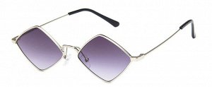 Солнцезащитные очки унисекс в виде ромба, серебристая металлическая оправа с серыми линзами + чехол