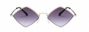 Солнцезащитные очки унисекс в виде ромба, серебристая металлическая оправа с серыми линзами + чехол