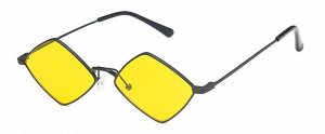 Солнцезащитные очки унисекс в виде ромба, металлическая оправа с желтыми линзами + чехол