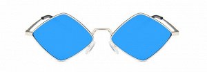 Солнцезащитные очки унисекс в виде ромба, металлическая оправа с синими линзами + чехол