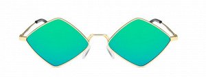 Солнцезащитные очки унисекс в виде ромба, металлическая оправа с зелеными линзами + чехол