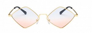 Солнцезащитные очки унисекс в виде ромба, цвет линз розово-голубой + чехол