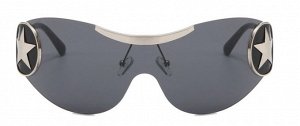 Солнцезащитные очки унисекс со звездой, бескаркасные, цвет линз серый + чехол