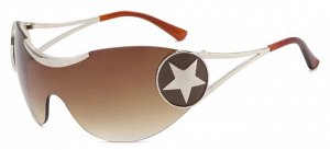 Солнцезащитные очки унисекс со звездой, бескаркасные, цвет линз коричневый + чехол