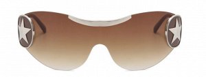 Солнцезащитные очки унисекс со звездой, бескаркасные, цвет линз коричневый + чехол