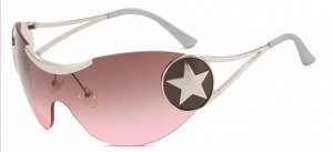 Солнцезащитные очки унисекс со звездой, бескаркасные, цвет линз розовый + чехол