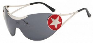 Солнцезащитные очки унисекс с красной звездой, бескаркасные, цвет линз серый + чехол