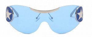 Солнцезащитные очки унисекс со звездой, бескаркасные, цвет линз синий + чехол