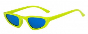 Солнцезащитные очки унисекс, узкие, зеленая оправа с синими линзами + чехол