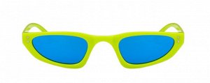 Солнцезащитные очки унисекс, узкие, зеленая оправа с синими линзами + чехол