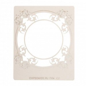 Чипборд картон "Рамка круглая "Цветы" (2)толщ.0,9-1,15 мм, d=9 см, с гравир.