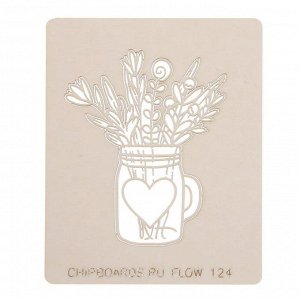 Чипборд картон "Стакан с цветами" толщ.0,9-1,15 мм, 5х6 см