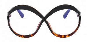 Большие женские круглые очки в черно-оранжевой оправе + чехол