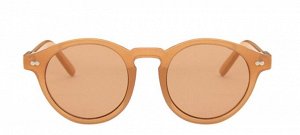 Женские круглые солнцезащитные очки, коричневая оправа + чехол