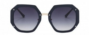 Женские круглые солнцезащитные очки, темно-синяя оправа + чехол