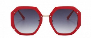 Женские круглые солнцезащитные очки, красная оправа + чехол