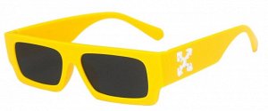 Мужские солнцезащитные очки, прямоугольные, пластиковая оправа желтого цвета + чехол