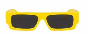 Мужские солнцезащитные очки, прямоугольные, пластиковая оправа желтого цвета + чехол