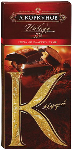 Горький шоколад Коркунов 55%, 90 г