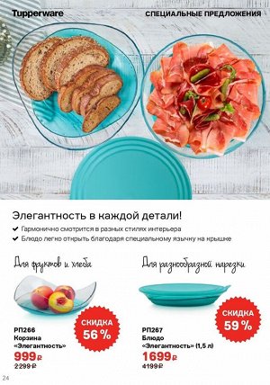 Tupperware Блюдо Элегантность 1,5 л бирюзовое