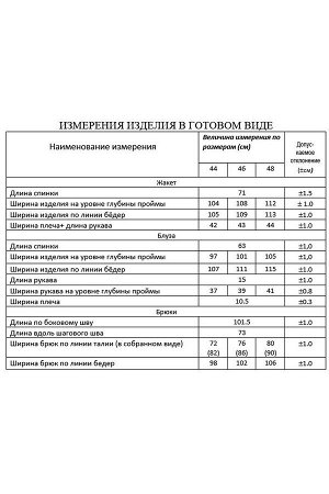 Костюм блуза, брюки, жакет