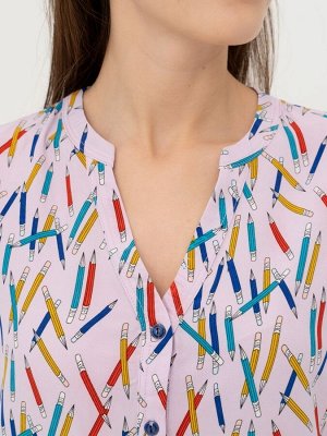 Рубашка жен.арт.176-1,сиренево-синяя