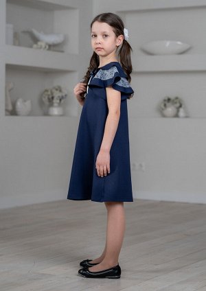 Платье школьное Алина, цвет т.синий