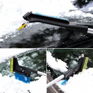 Щетка автомобильная со скребком, для очистки стекол и кузова авто от снега и наледи, двойная, чёрная