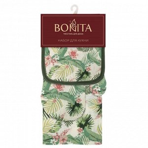 Набор кухонный Bonita, полотенце+рукавица+прихватка Папоротник