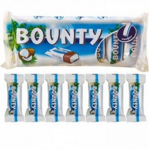 Шоколадные батончики Bounty мультипак 192гр (7шт*27.5)