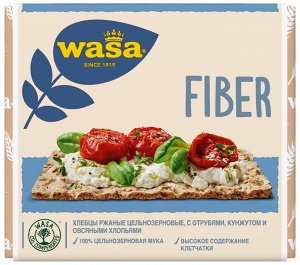 Хлебцы WASA ржаные FIBER цельнозерновые пшенич.отруби, кунжут и овсяные хлопья 230г